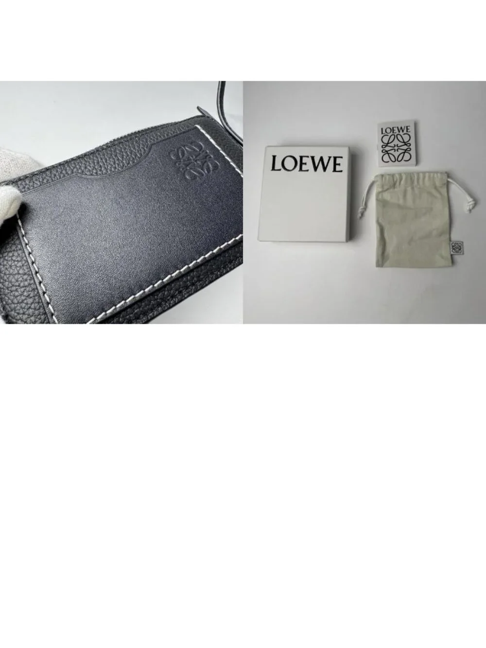 Loewe Anagram L-shaped Zipper Coin Purse Card Case Black